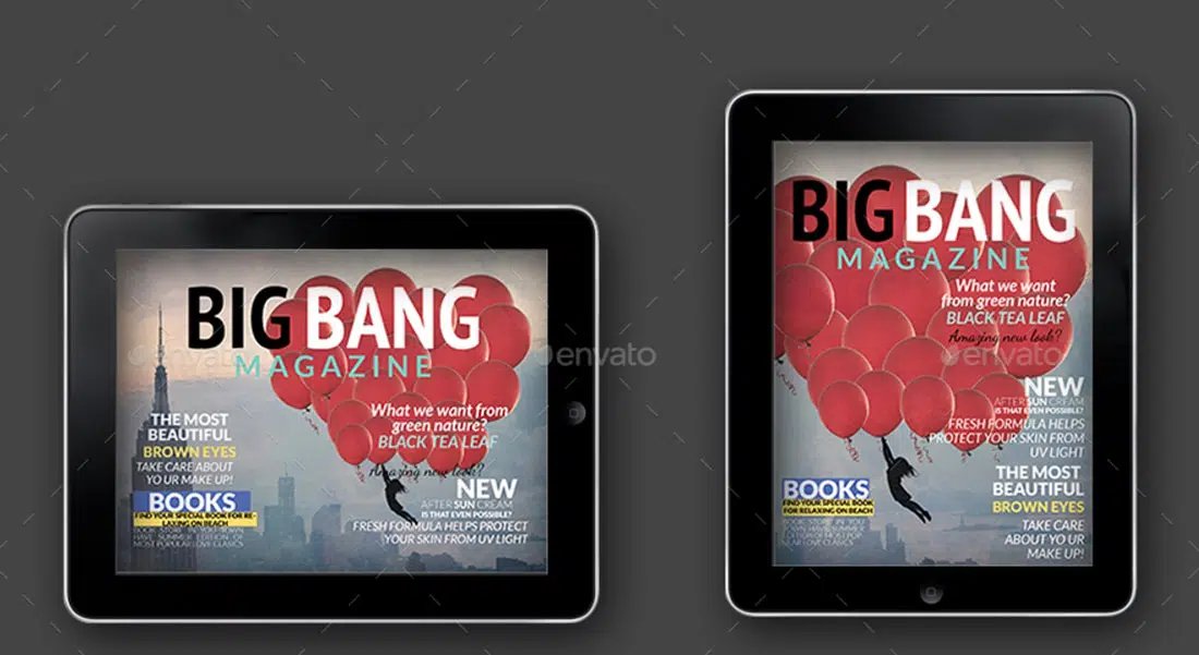 Modelos de Revista Digital Big Bang para iPad Tablet