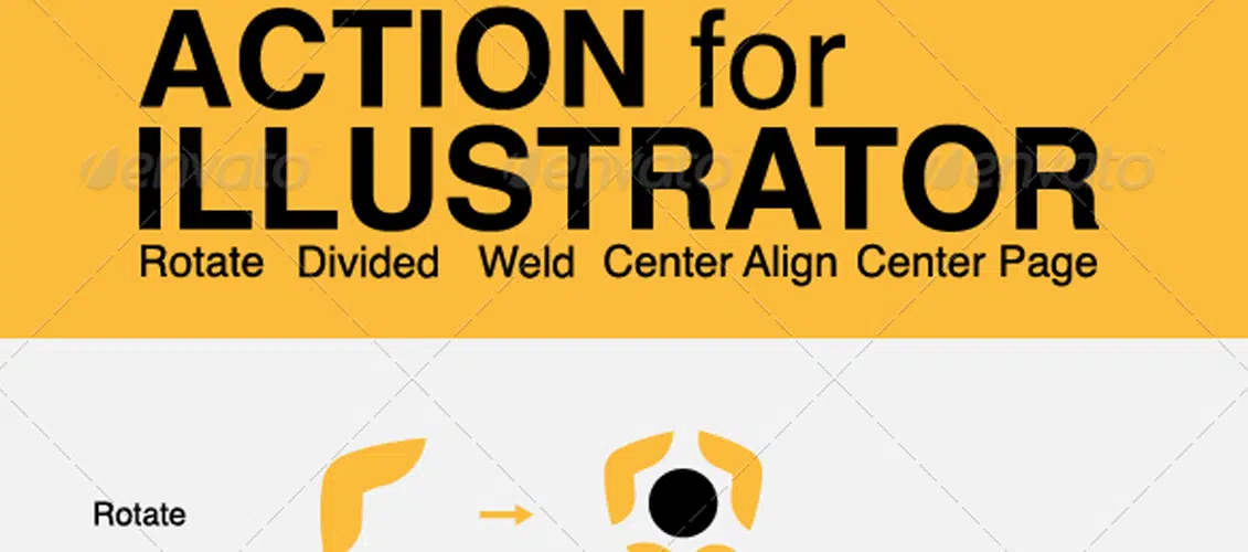 Aktion für Illustrator Rotate, Divide, Weld, Align