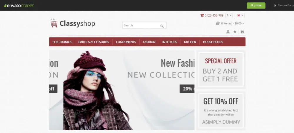 Classy Shop - เทมเพลต OpenCart ที่ตอบสนอง