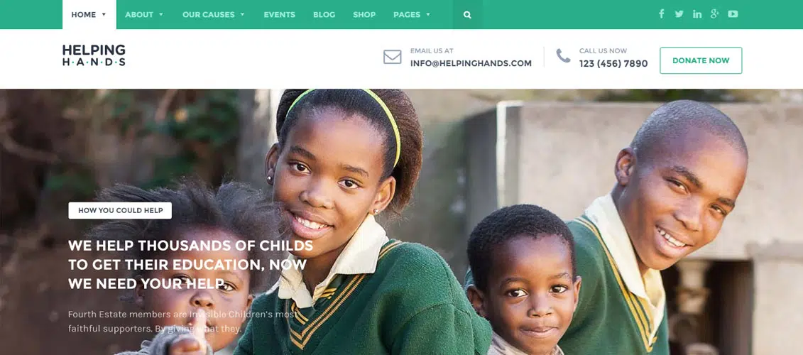 HelpingHands Charity Fundraising Tema WordPress