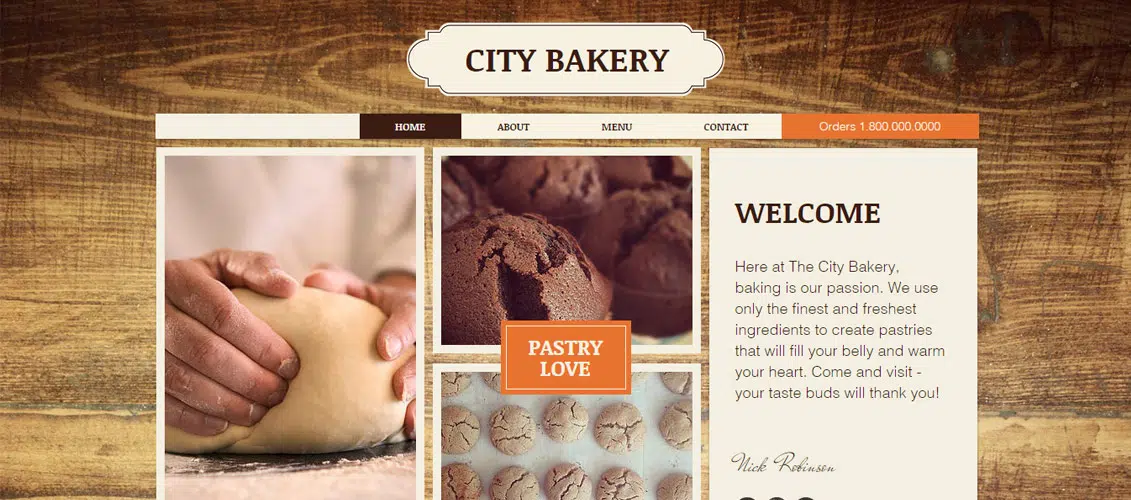 City Bakery Şablonu Restoranlar için Ücretsiz Web Sitesi Şablonları