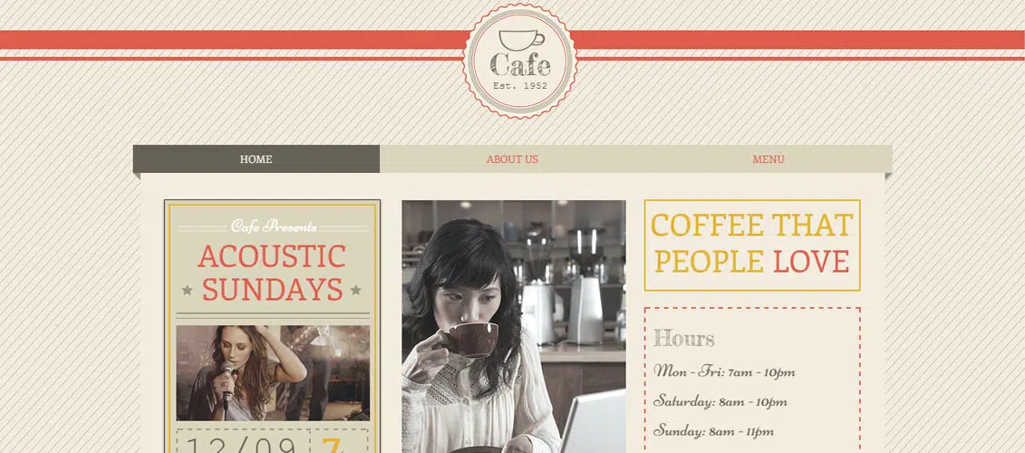 Templat Situs Web Boho Cafe