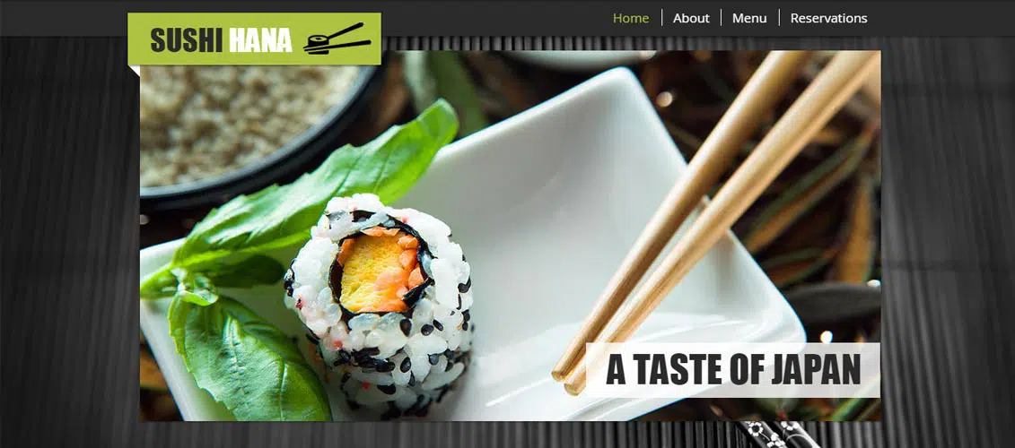 Sushi Restaurant Template Situs Web Gratis untuk Restoran