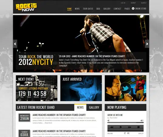 Rockit Now Plantillas web de producción de eventos