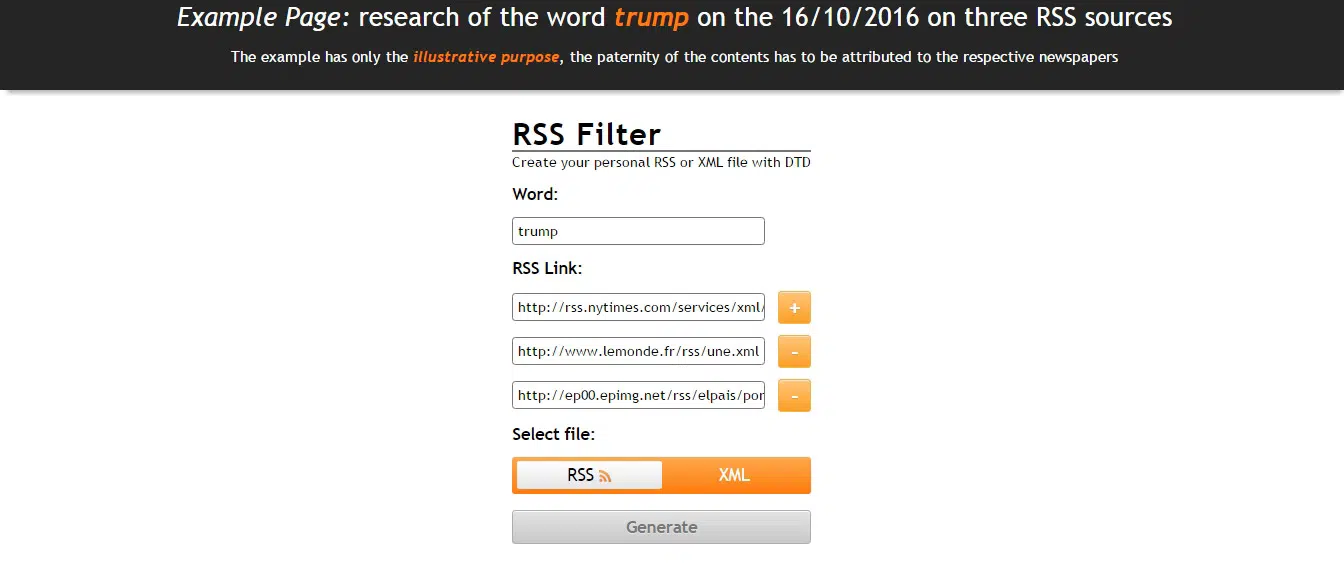 Script di ricerca del filtro RSS