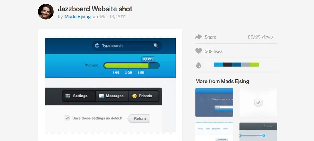 Site Jazzboard shooté par Mads Ejsing - Dribbble