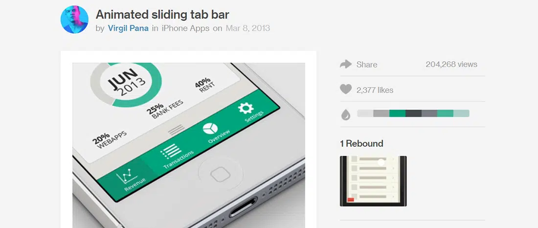 Анимированная скользящая панель вкладок от Вирджила Пана - Dribbble