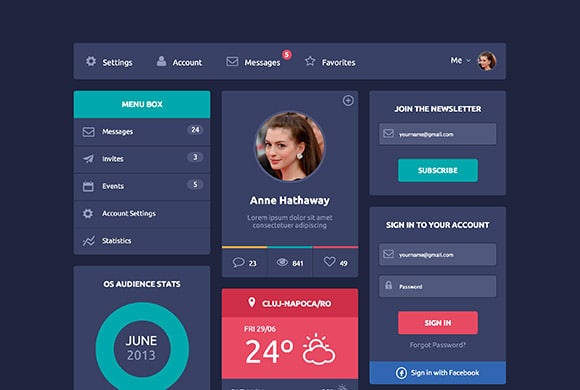 Interfaccia utente design piatto – HTML5 + CSS3