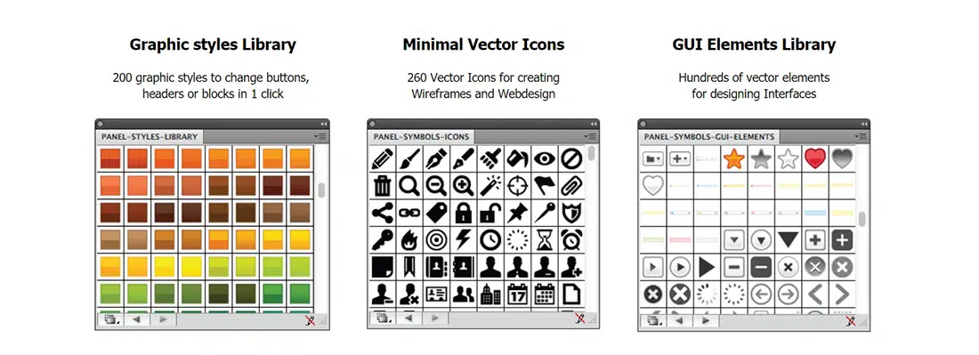 Kerangka Desain GUI - Ikon Vektor Gratis, elemen GUI untuk Desainer Web