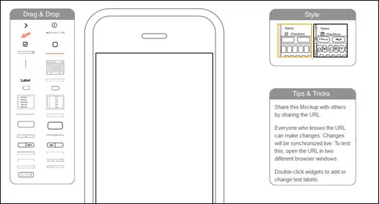 Interface utilisateur de la maquette iPhone