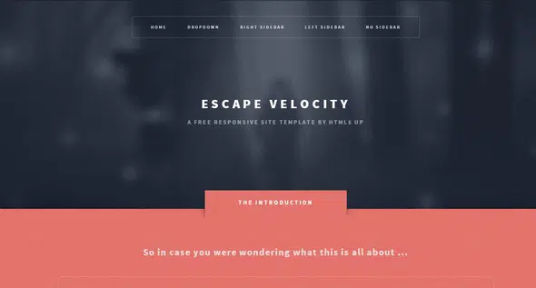 เทมเพลต HTML5 ที่ตอบสนองต่อ Escape Velocity ฟรี