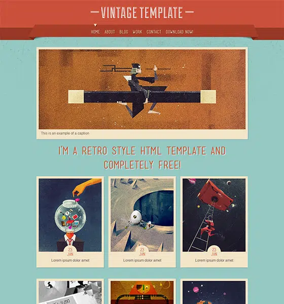 Modello reattivo HTML5 gratuito vintage