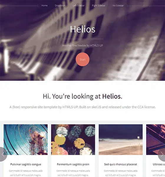 เทมเพลตที่ตอบสนอง Helios HTML5