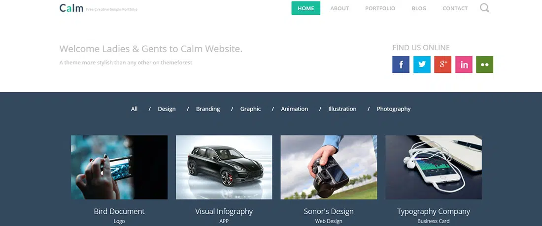 Démo Calm a Flat Personal Portfolio & Blog Responsive Web Template