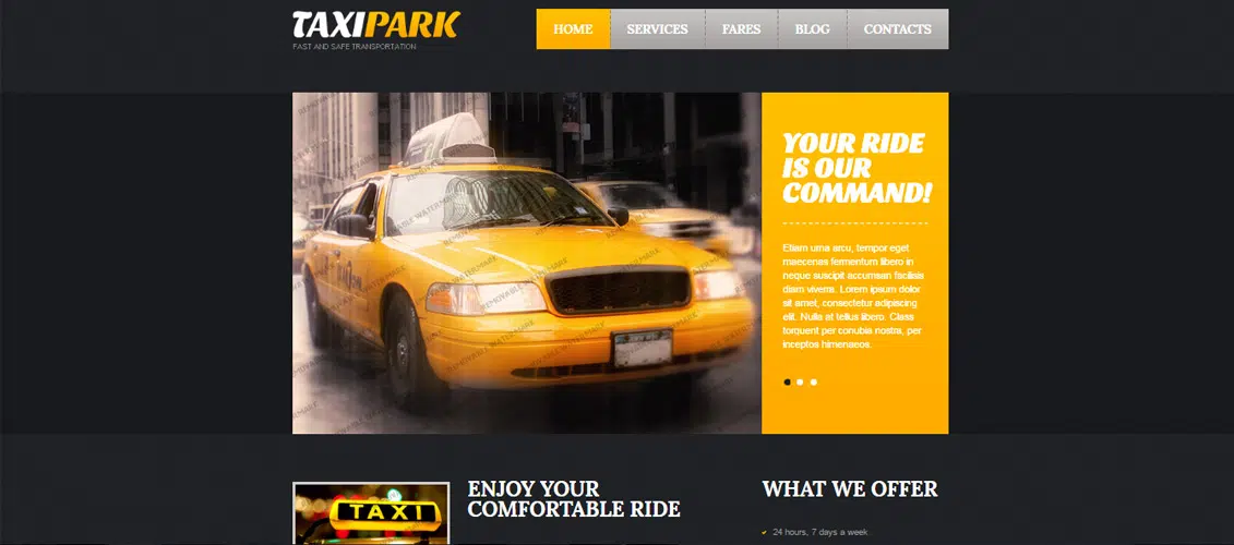 Taxi Park Żółte projekty stron internetowych