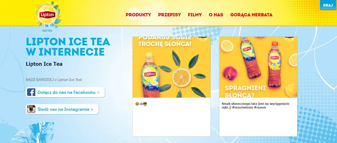 Disegni di siti Web gialli di tè freddo Lipton