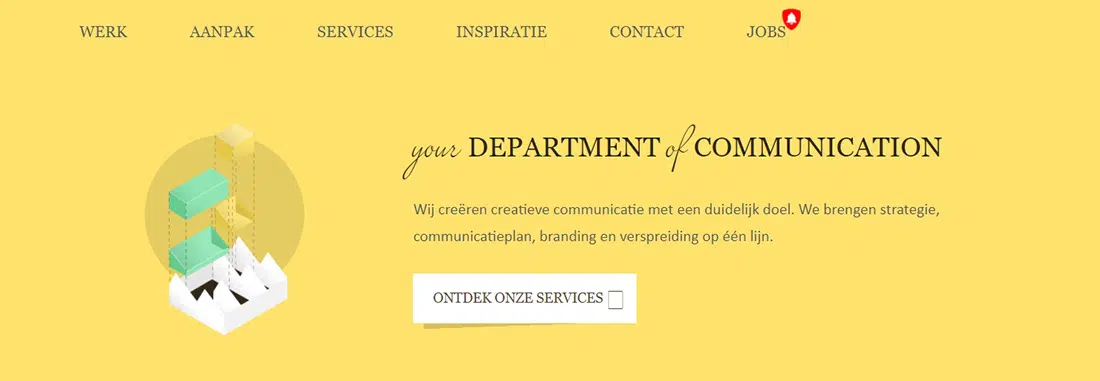 Comunicação, webdesign e grafismo no escritório em Gent Yellow Website Designs