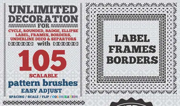 105 Borders Cycle Patterns Brushes dla programu Illustrator