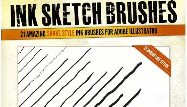 Garis Sketsa Tinta - 21 Illustrator Brushes Illustrator Add-on