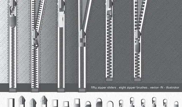 Complemento do ilustrador de pincéis e controles deslizantes com zíper