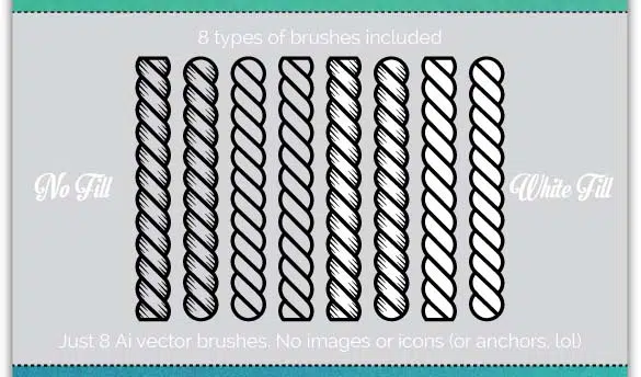 Дополнение Illustrator 8 кистей Nautical Rope Brushes