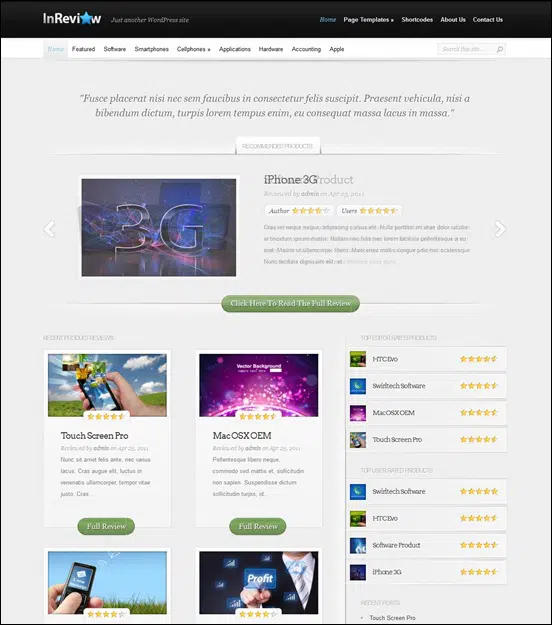 Motyw recenzji WordPress InReview