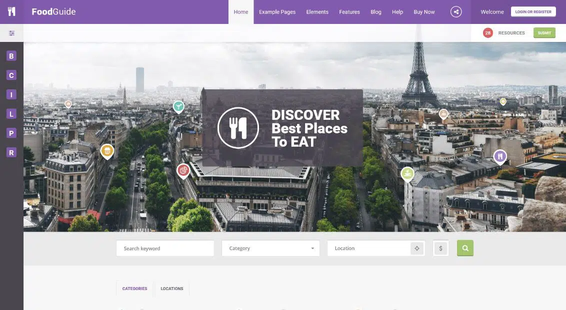 Guide alimentaire Modèles de sites Web pour les entrepreneurs