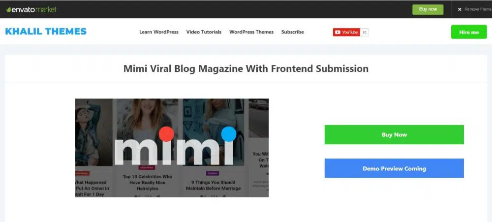 Mimi - Revista de blog viral com envio de front-end