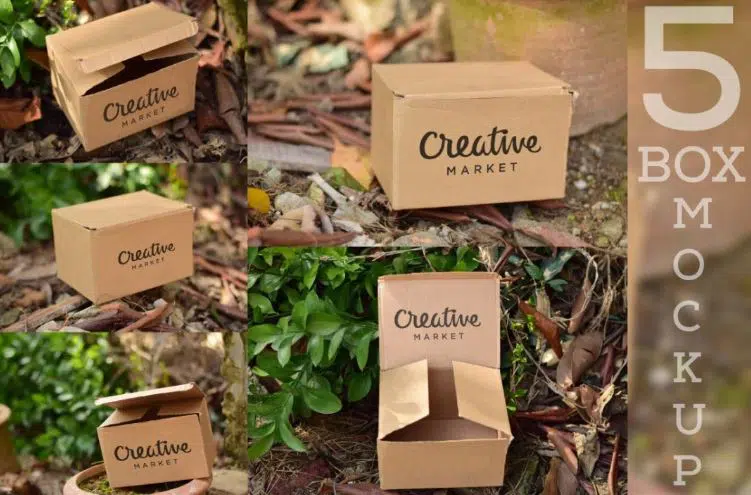 5 maquettes en carton psd