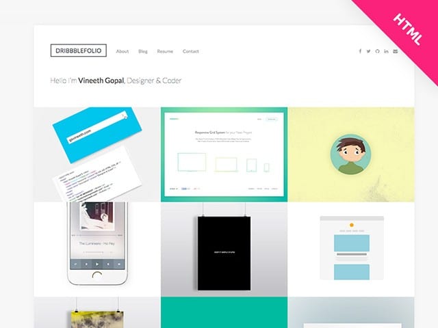 DribbbleFolio – HTML 템플릿