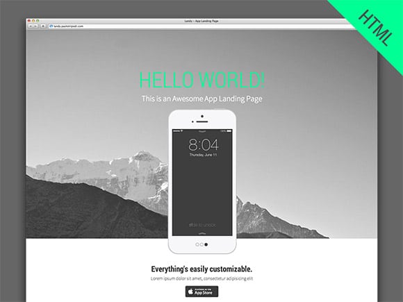 Landy – halaman arahan aplikasi paralaks HTML5