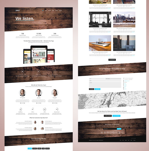 Timber – เทมเพลต Bootstrap ฟรีหนึ่งหน้า