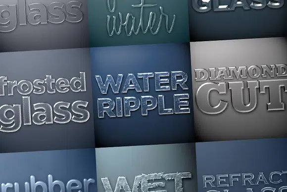 Pack de 19 styles Photoshop d'eau en verre