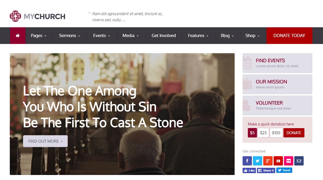 الصفحة الرئيسية v1 - موضوع MyChurch Church WordPress