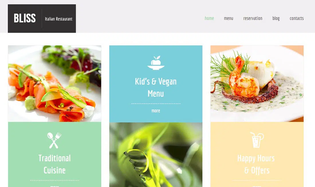 Tema HTML5 gratuito para modelo de site de site de restaurante Modelo de site simples