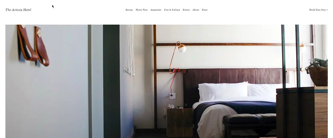 La plantilla de Squarespace del Hotel Artesia