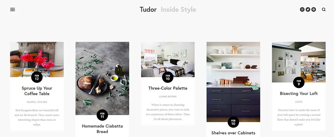 Modello Tudor Top Squarespace