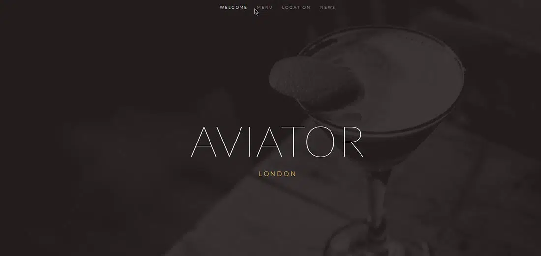 เทมเพลต Aviator Squarespace