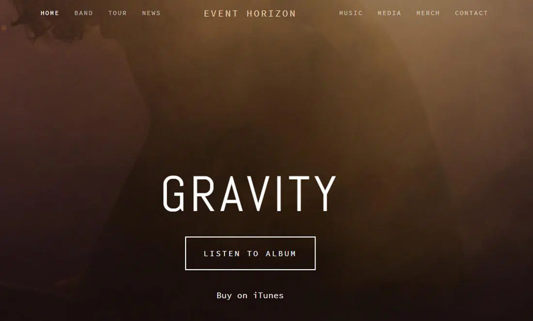 Plantilla superior de Squarespace de Event Horizon