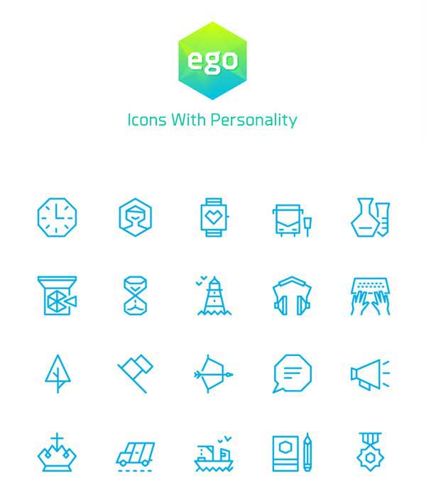 9 iconos vectoriales de ego