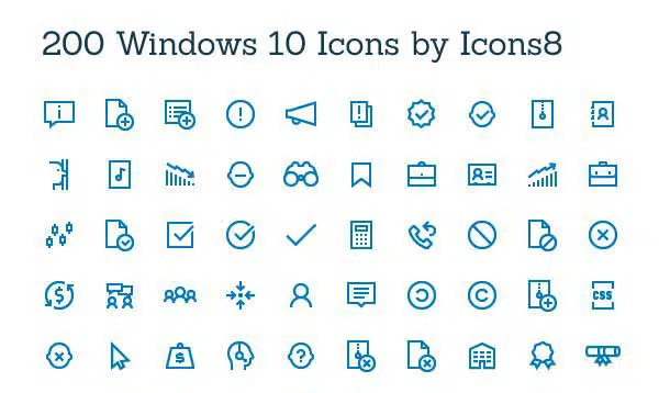 8 200 iconos de Windows 10