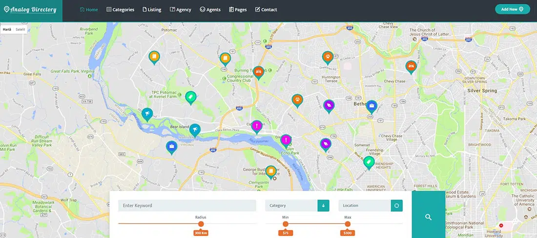 Modello di sito Web immobiliare di directory analogica