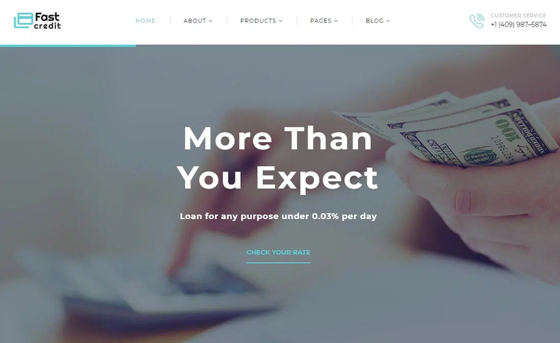 FastCredit 的實時預覽 - 抵押貸款解決方案 多頁網站模板 房地產網站模板