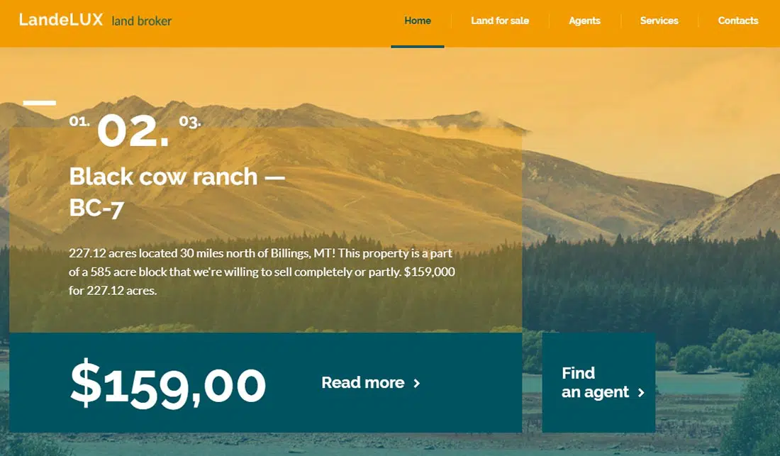 LandeLux 演示 - 土地經紀人響應式網站模板