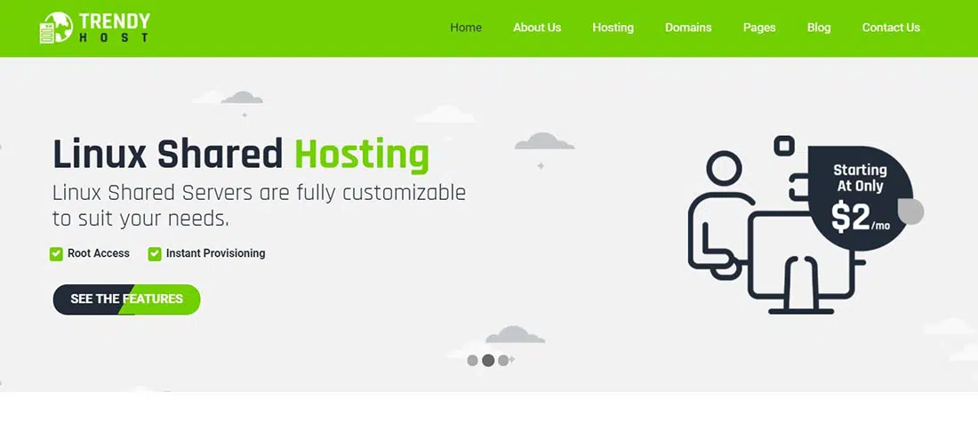 Trendy Host - Modello HTML di hosting reattivo