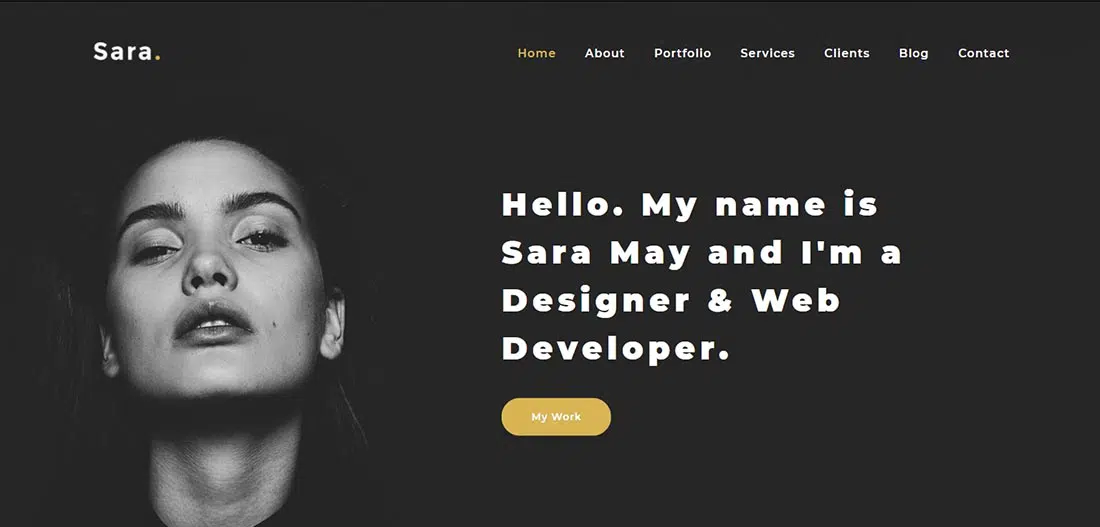 Sara - Modern Kişisel Portföy Web Sitesi Şablonu