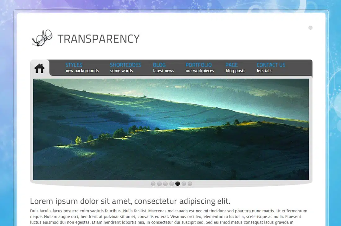 Vista previa de Tranzparency: plantilla PHP de ThemeForest para diseñadores web