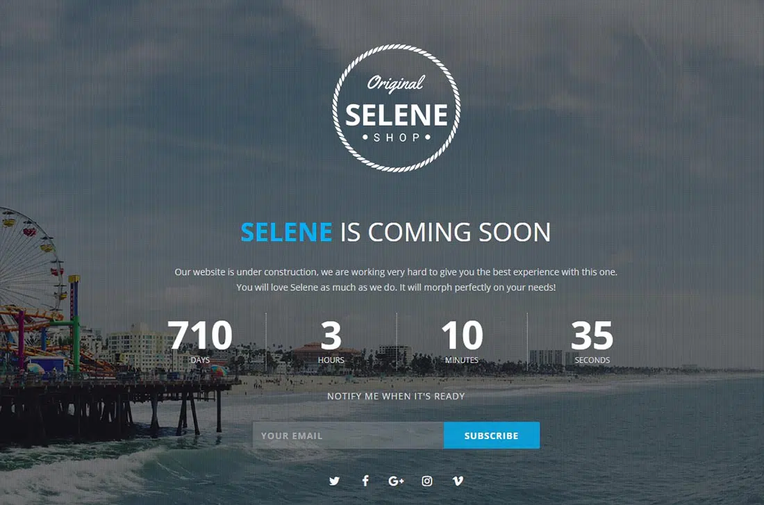 Selene - Template Responsive Prossimamente - PHP