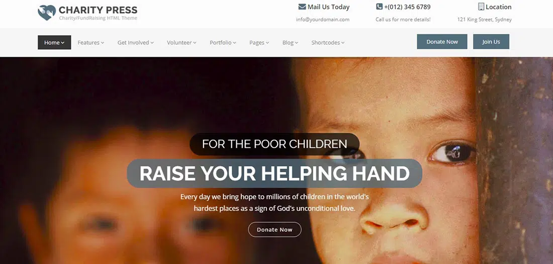 CharityPress - Kâr Amacı Gütmeyen Web Sitesi Şablonu