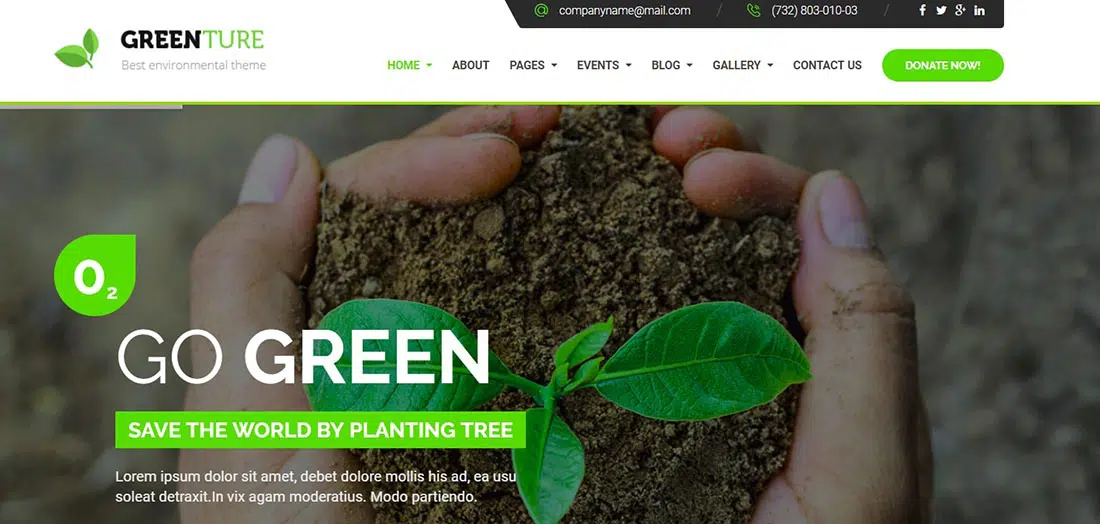 Greenture Kâr Amacı Gütmeyen Web Sitesi Şablonu